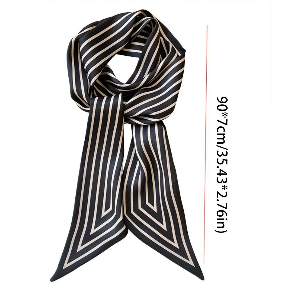 Pañuelo para el cuello para mujer, chal, cinta a rayas, diadema, corbata, bufanda larga pequeña, bufandas de estilo coreano, bufanda estampada, bufanda de seda