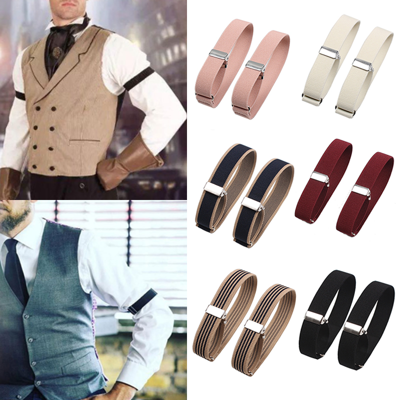 Подвязки для мужчин и женщин, эластичная повязка на руку, модные Регулируемые нескользящие манжеты, держатели для рубашек, 2 шт.