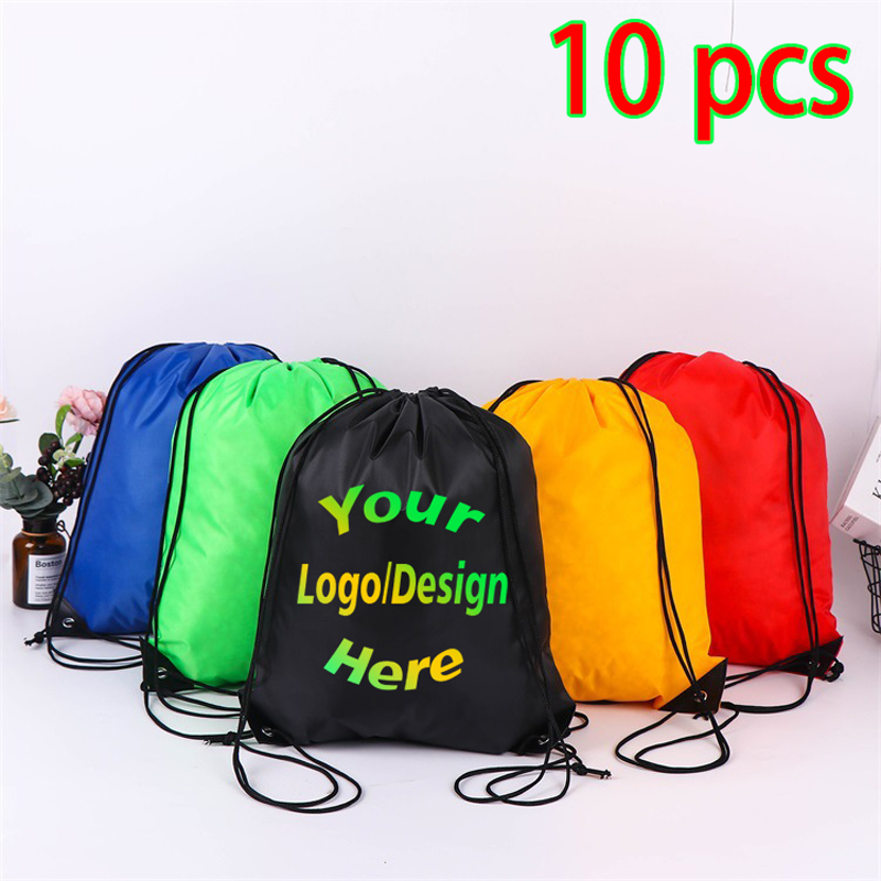 10 sztuk Niestandardowa torba z nadrukiem Logo Tornister Promocyjny Outdoor Casual Gym Sport Wodoodporna torba piłkarska Plecak ze sznurkiem