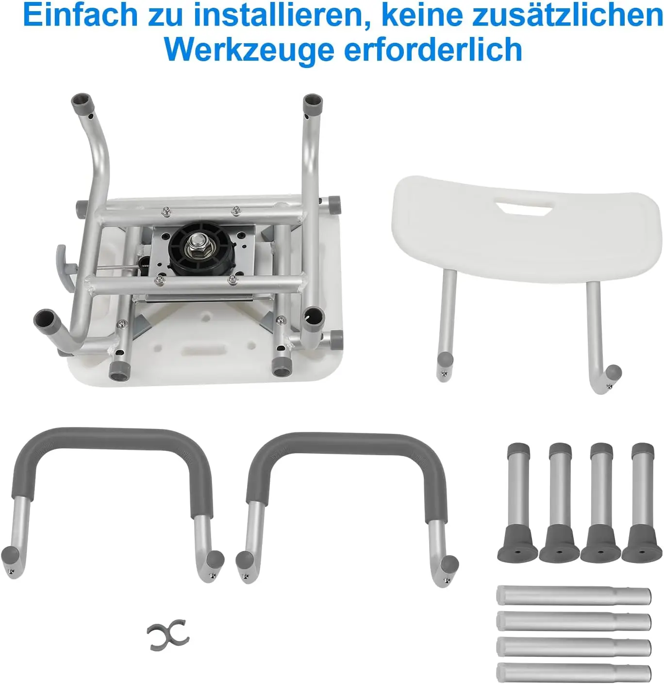Shower Stool for Seniors Bad Stool 360° °   mit Backrest and Armrest Showerstuhl Height Adjustable 40-48 cm Bathroom Stool Anti-