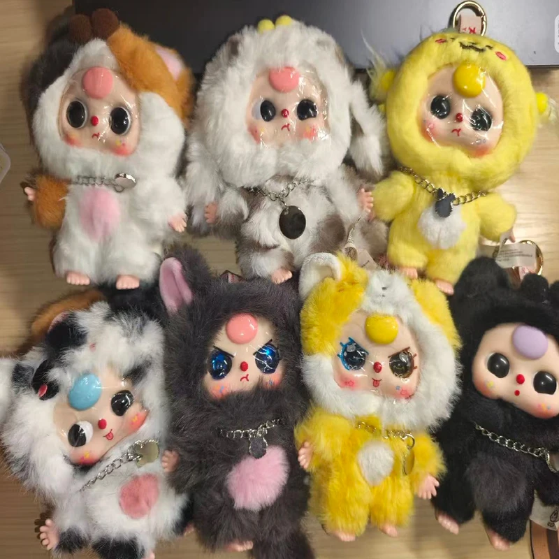 Bebê três gatos e cães série caixa cega misterioso bonito brinquedo de pelúcia saco pequeno pingente na moda decoração presente aniversário das crianças