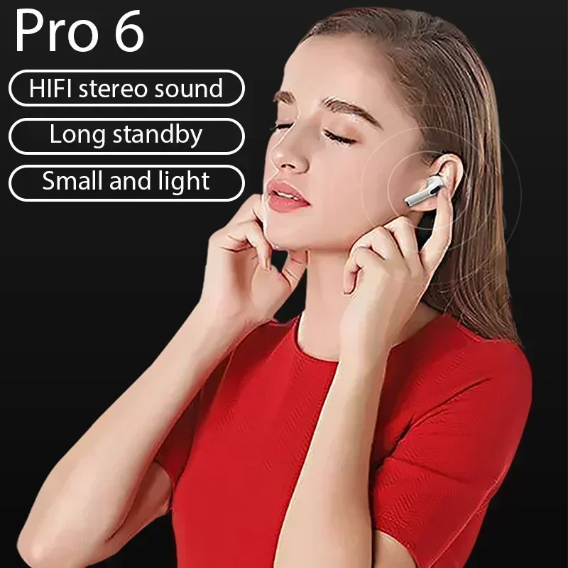 Écouteurs Bluetooth sans fil Pro 6 TWS, casque antibruit, écouteurs avec micro, casque sans fil pour iPhone