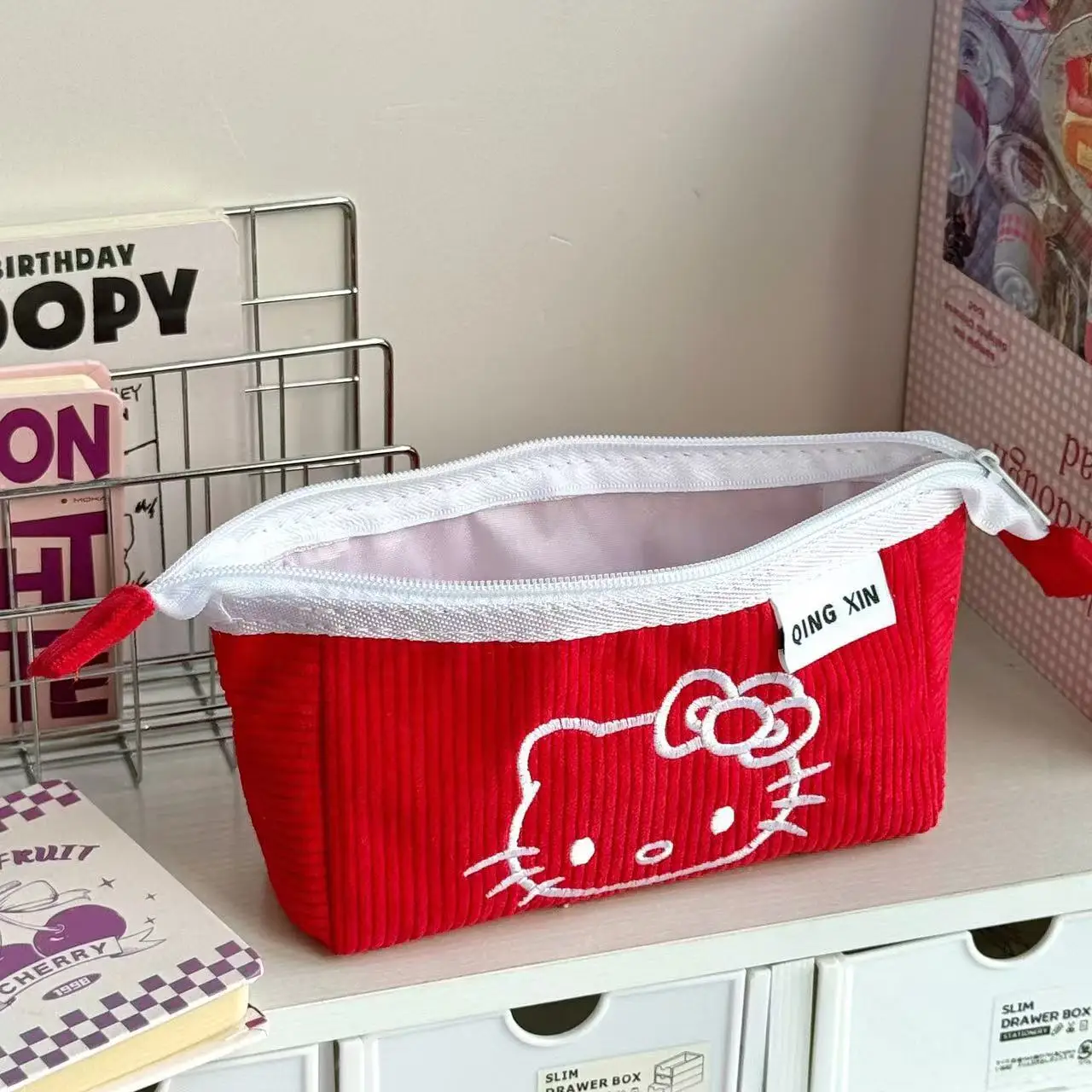 Kawaii Hello Kitty Cute Cartoon Large Capacity Children's Pencil Bag Student School Pencil Box Girl Halloween Christmas Gift