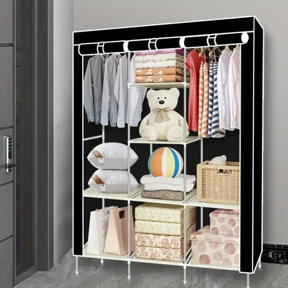Canvas Wardrobe Clothes Closet Organizer Portable Storage Cupboard for Bedroom  128*45*170cm Fabric Closet
