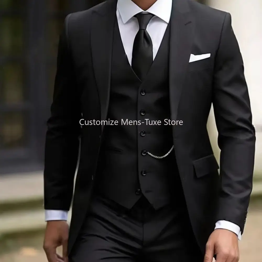 ใหม่ Beige สูทผู้ชายธุรกิจ Tuxedos อย่างเป็นทางการ 3 ชิ้นชุดเสื้อแจ็คเก็ตกางเกงเดี่ยวเจ้าบ่าวเจ้าบ่าวงานแต่งงานพรหม