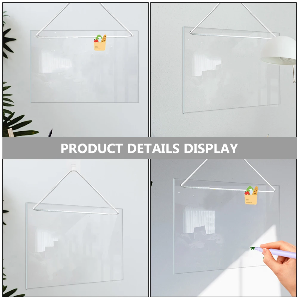 1 Set of Acrylic Memo Board Hanging Writing Board Office Memo Board Clear Dry Erase Board Blank Writing Board Erasable Board NEW