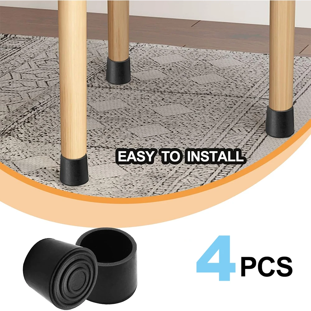 4PCS 22-80mm Runde Schwarz PVC Weiche Gummi Rohr Hülse Rohr Spitze Protektoren Möbel Fuß Tisch Stuhl bein End Kappe Abdeckung