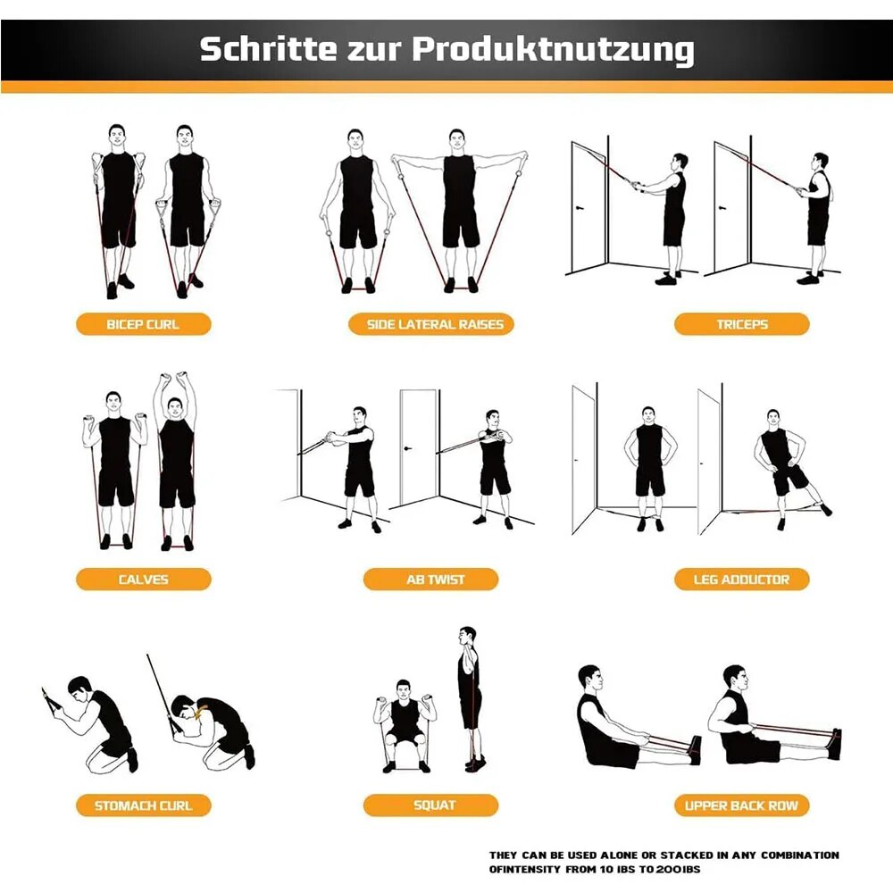 ความต้านทานชุดความตึงเครียดดึงเชือกสําหรับผู้ชายผู้หญิงออกกําลังกายการออกกําลังกายสําหรับฟิตเนส Home GYM Strength Training อุปกรณ์
