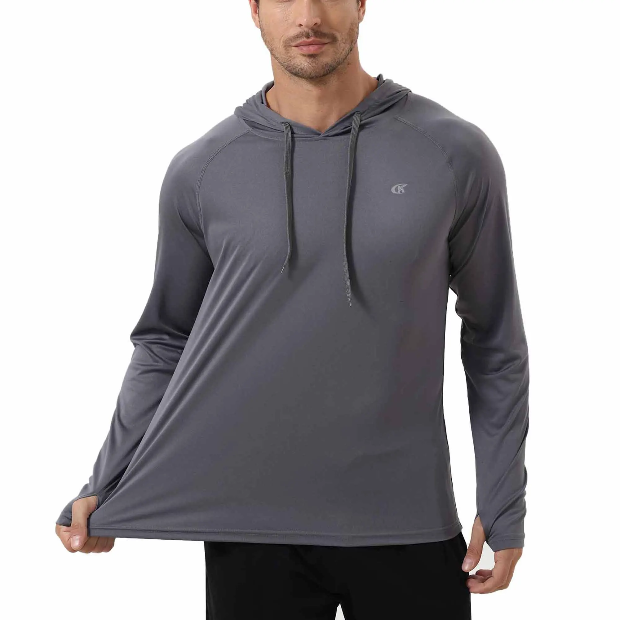 Sommer-Herren-Hoodie-Shirts mit langen Ärmeln, UPF 50+, Rash Guard, schnell trocknendes, leichtes T-Shirt für Outdoor-Jogger-Sportpullover