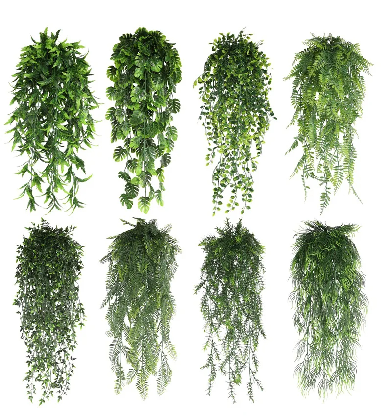 90cm hojas de helecho persa enredaderas decoración de la habitación del hogar planta Artificial colgante hoja de plástico hierba boda fiesta pared decoración del balcón