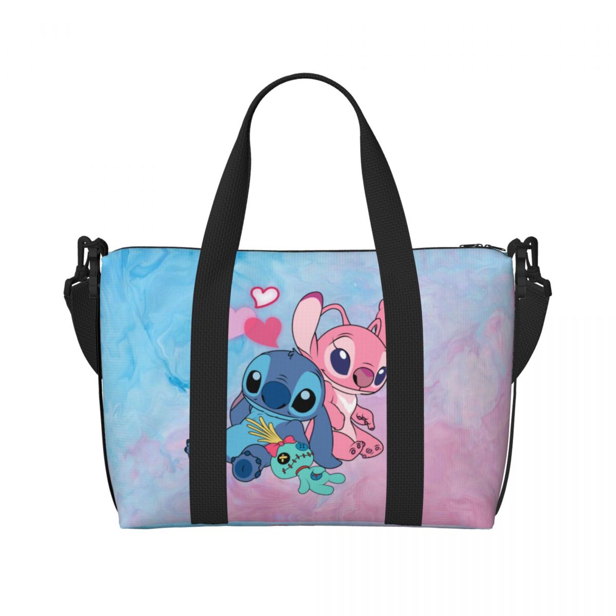Bolso de mano de Ángel de punto personalizado para mujer, bolso de viaje de hombro de playa de gimnasio de Anime de Disney de gran capacidad