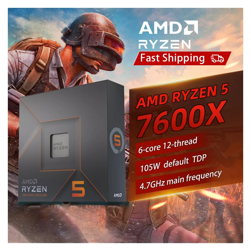 AMD RYZEN 5 7600X Brand New CPU Gaming Processor AMD R5 7600X 6-Core 12-Thread 5nm 38M Socket AM5 Without Fan PC Gamer Cache