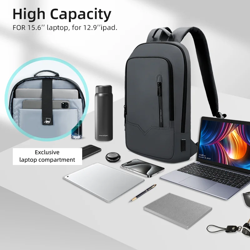 Mochila de trabajo para ordenador portátil Heroic Knight, mochila delgada impermeable multifuncional de 15,6 "17", mochila de viaje de negocios, bolso escolar de moda para hombre