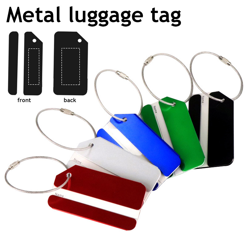 Etiquetas de bagagem de viagem de metal da moda etiquetas de nome de bagagem etiqueta de endereço de mala titular liga de alumínio etiqueta de bagagem acessórios de viagem