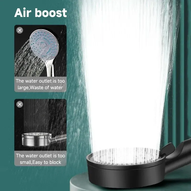5 Modes Pressure Boost Shower Head Multifunction Adjustable Large Water Shower Nozzle Massage Bathroom Accessory Rain Shower