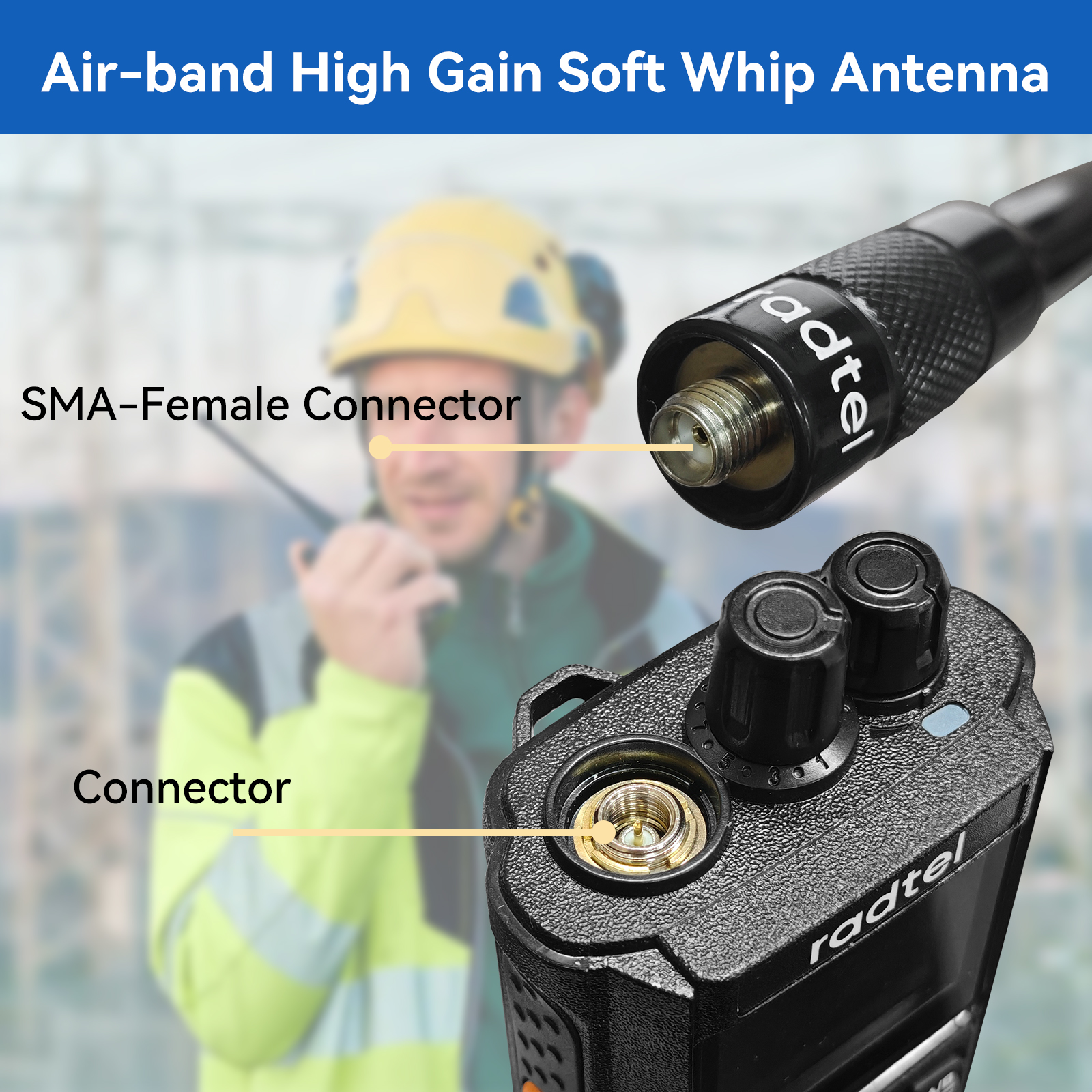 Air Aviation Band Flex Whip Antenne 108–136 MHz für Radtel RT-880 Rt-4D Rt-470 Rt-900 Rt-860 Rt-890 Rt-470X Rt-920 und mehr