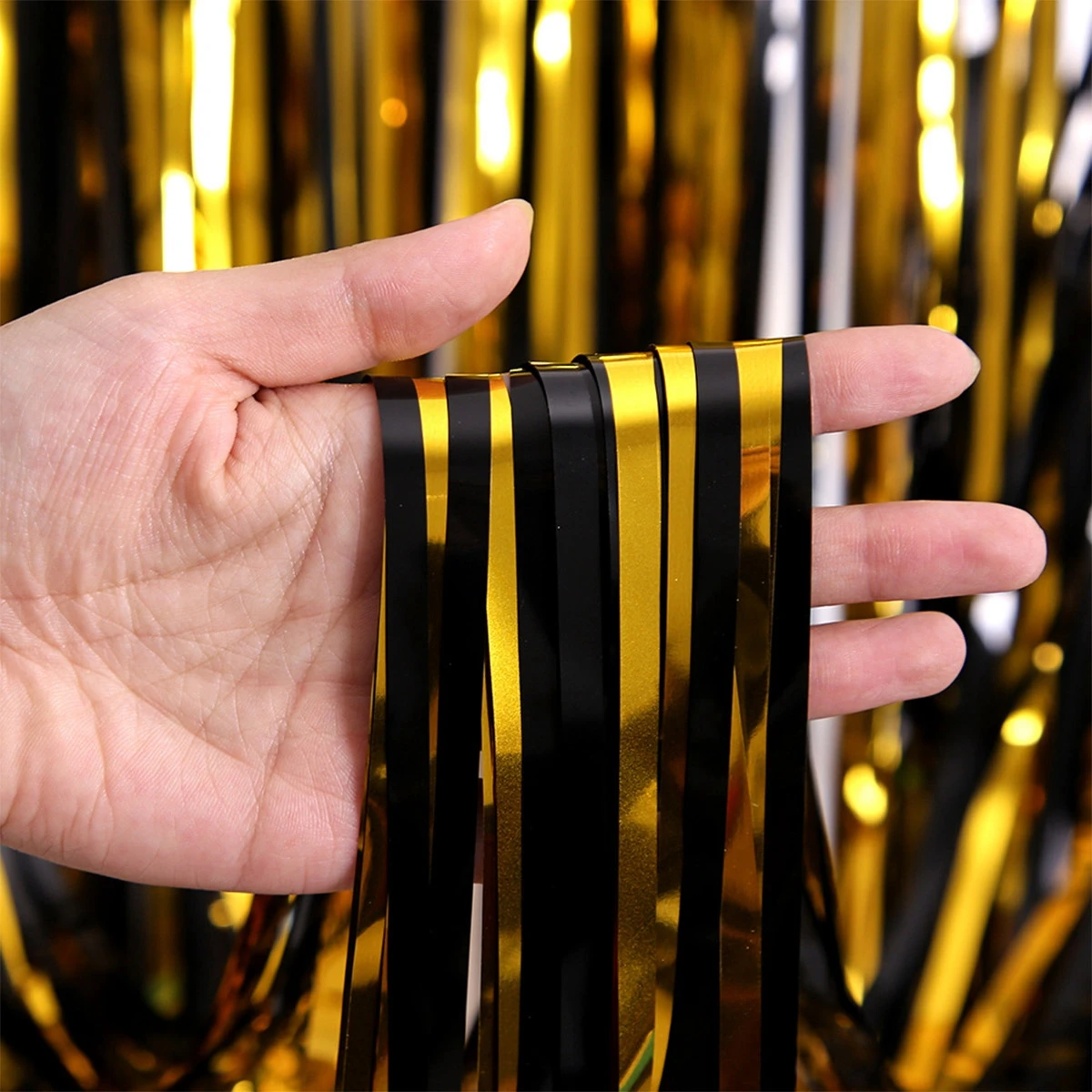 Glitzer Schwarz Gold Lametta Fransen Folie Vorhang Hintergrund Geburtstag Party Dekorationen Hintergrund Vorhänge Hochzeit Erwachsene Jahrestag