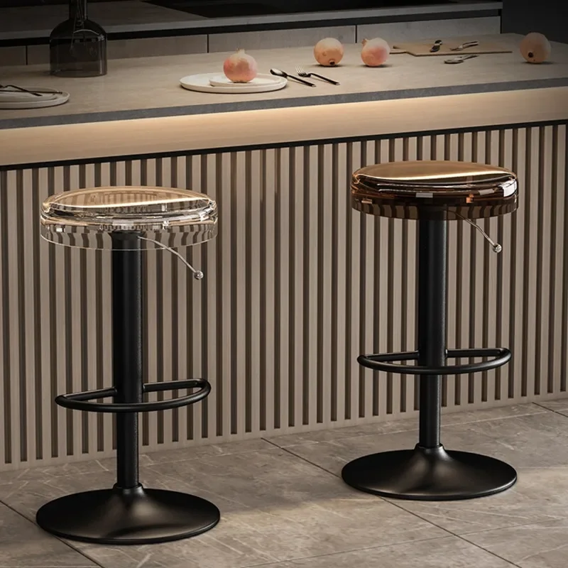 Taburete alto de acrílico para isla de cocina, silla de caja registradora moderna de gama alta, cafetería, Bar, estilo de oferta, descuento
