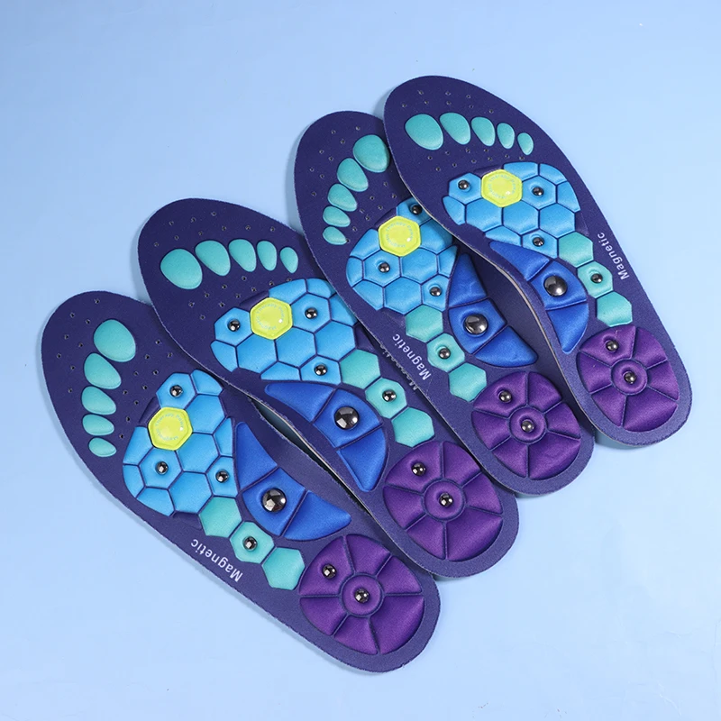 1Pair Cuttable Magnetic Therapy Foot Acupressure Insole For Unisex Magnet Massage Sports Shock-absorbing Cushion Inserts Insoles