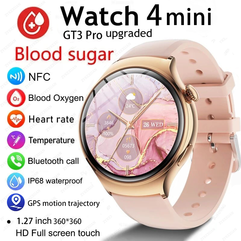 นาฬิกาอัจฉริยะขนาดเล็กสำหรับ GT4 Huawei 360*360 AMOLED หน้าจอ HD IP68 NFC กันน้ำวัดสุขภาพอัตราการเต้นหัวใจ2024ใหม่