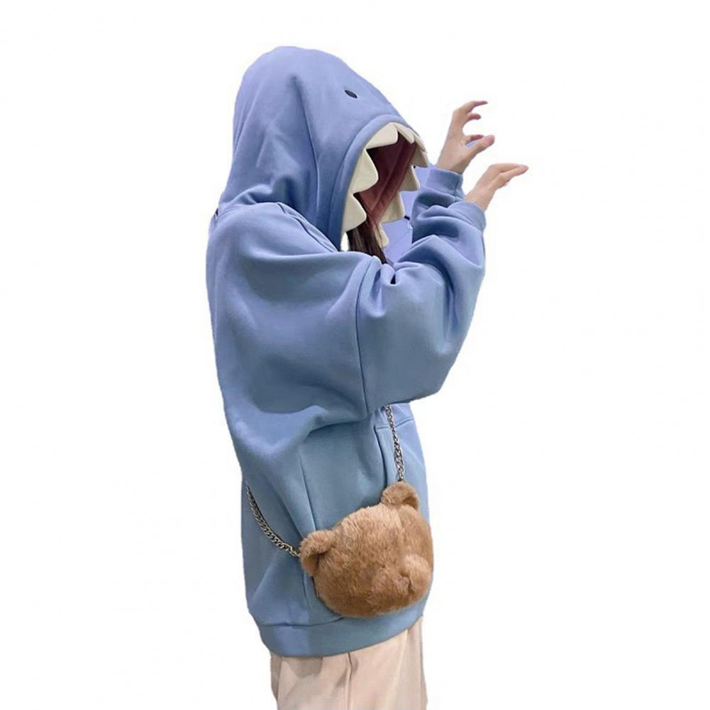 ฤดูใบไม้ร่วงฤดูหนาวสนุก Shark Patch Hooded Hoodies ผู้ชายกีฬาสบายๆหลวมอินเทรนด์คู่เสื้อสวมหัว Hoodies