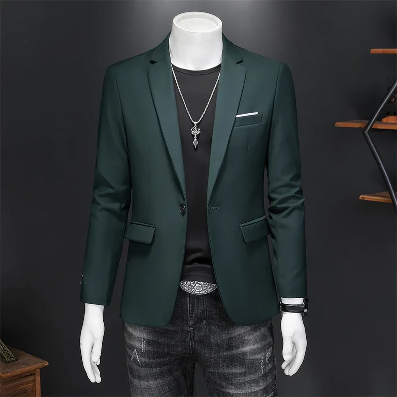 Trajes de un solo botón ajustados de negocios de alta calidad, chaqueta para hombre, chaqueta informal ajustada a la moda para novio de boda, chaqueta de esmoquin, abrigos 6XL-M