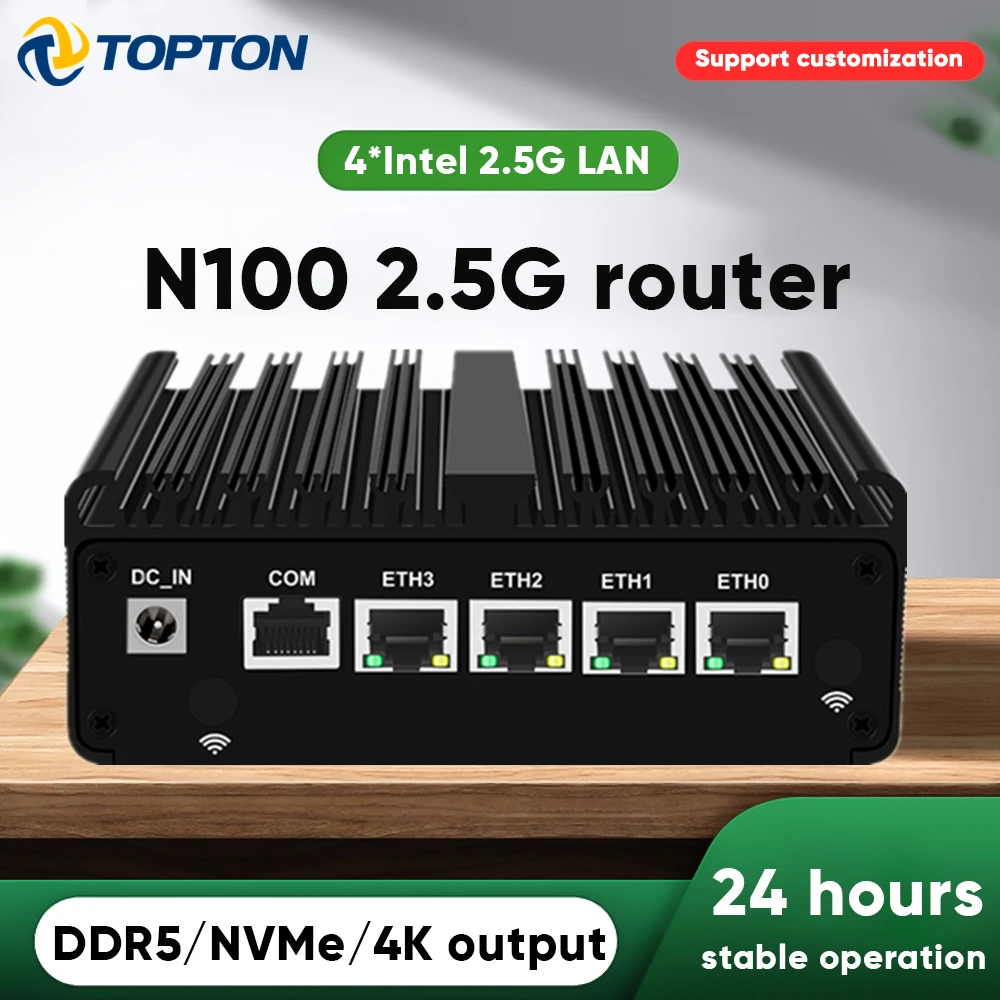 KingnovyPC Firewall Micro Appliance 4 Port i226 2.5GbE LAN Fanless Mini PC N6000 N5105 N150 AES-NI VPN Pfsense Openwrt Barebone