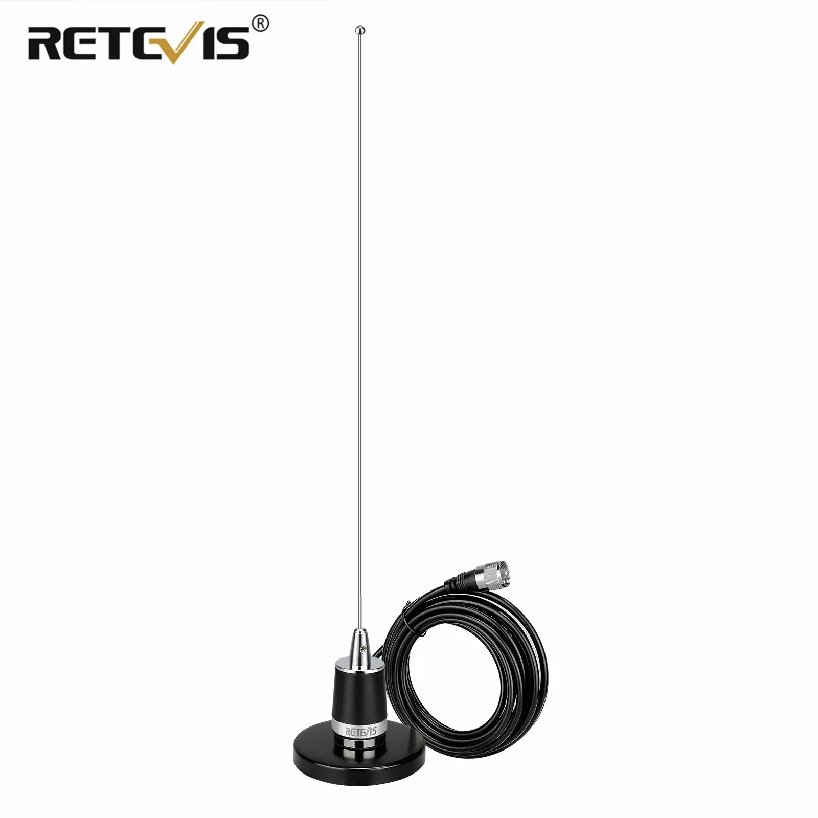 Retevis MR200 Autoantenne Dualband VHF/UHF 144/430 MHz mit magnetischer Halterung Basis NMO-Anschluss SL16-J Koaxialkabel für RT95