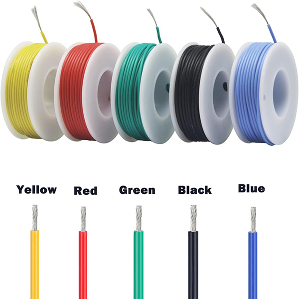 Kit misto (5 colori) Filo flessibile in silicone resistente al calore 30/28/26/24/22/20/18/16AWG Cavo intrecciato Cavi elettrici in rame stagnato