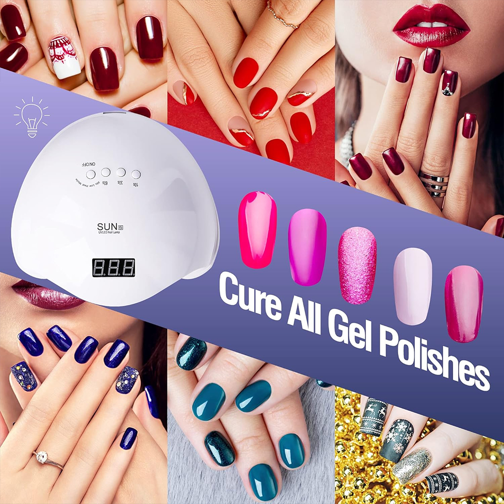 YIKOOLIN UV LED lámpara de uñas 48W para salón profesional secador de Gel de uñas rápido con 4 temporizadores Sensor automático pantalla LCD