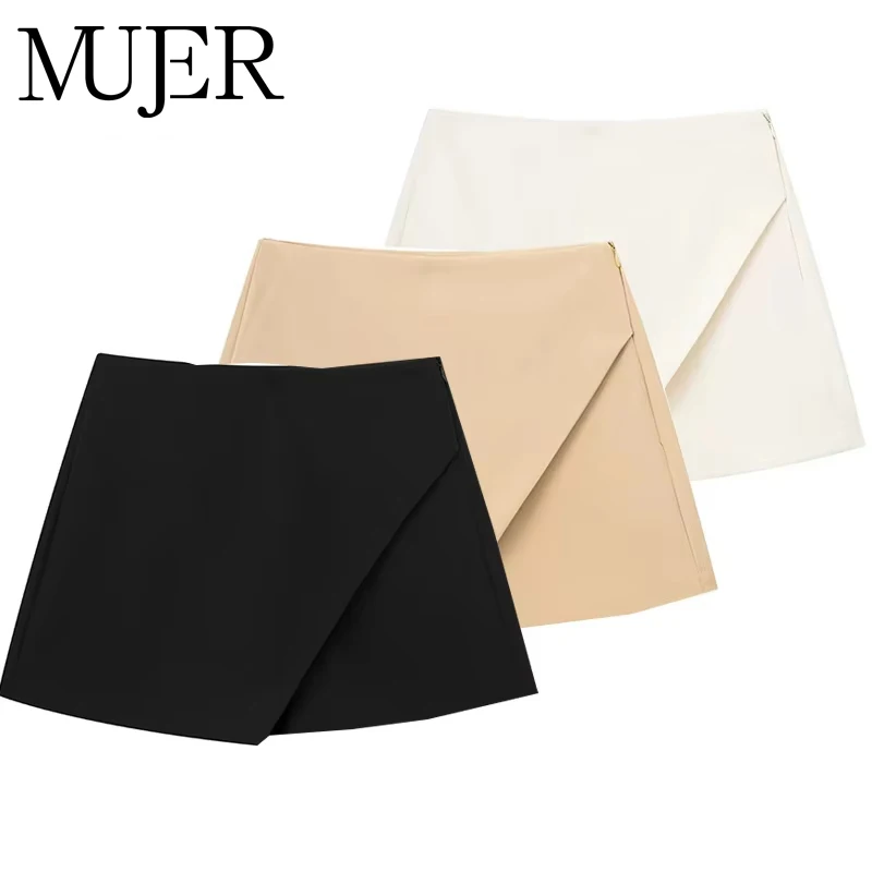 MUJER falda negra, pantalones cortos para mujer, minifalda de cintura alta, pantalones cortos, falda asimétrica a la moda para mujer, faldas cortas de verano 2025