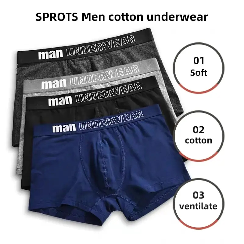 Męskie bokserki Majtki Bielizna sportowa Czarny Szary L XL XXL Miękkie, oddychające modne spodenki Litery Spodnie z szerokim paskiem