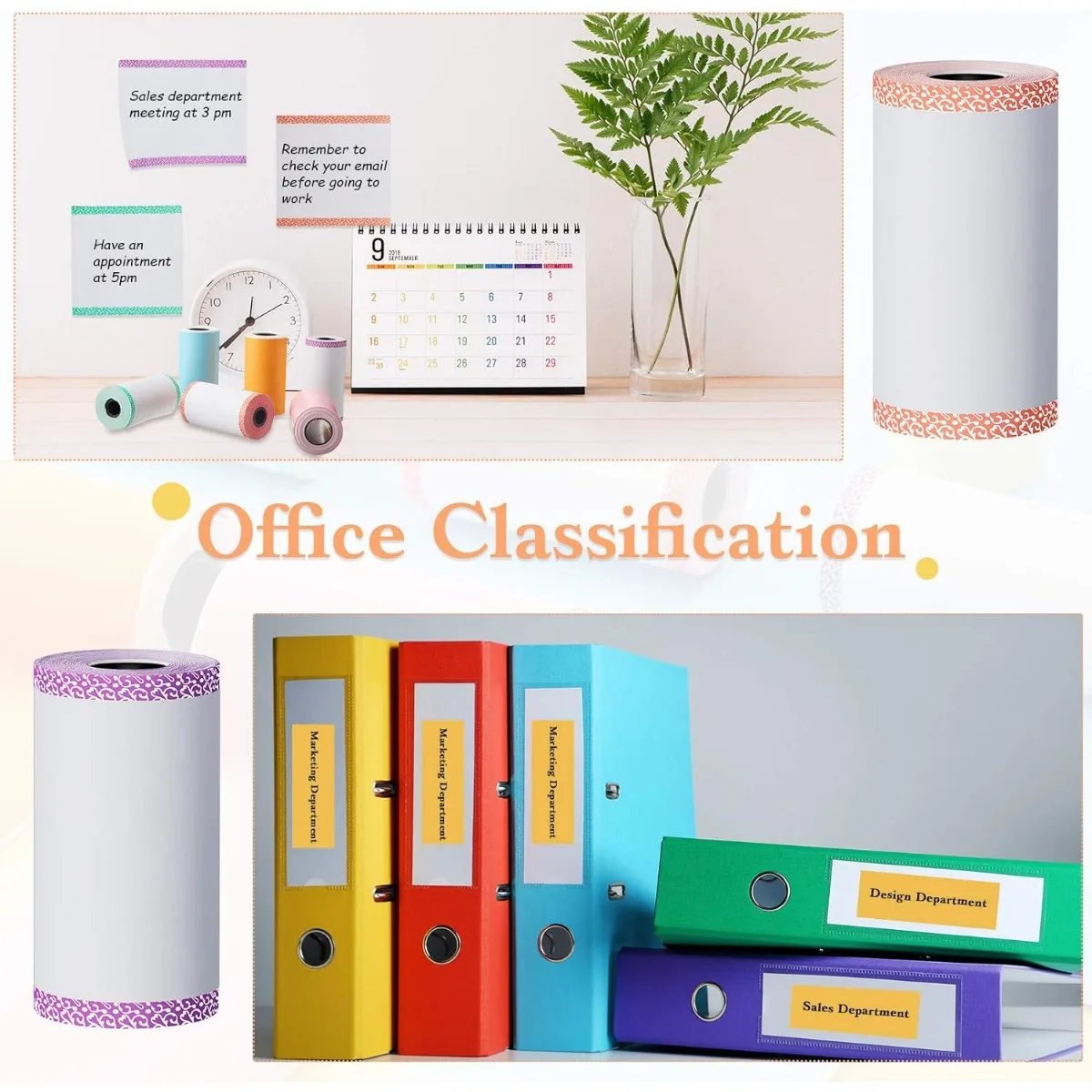 Mini rouleau de papier d'impression coloré pour imprimante thermique, autocollant imprimable auto-adhésif, portable, 57mm