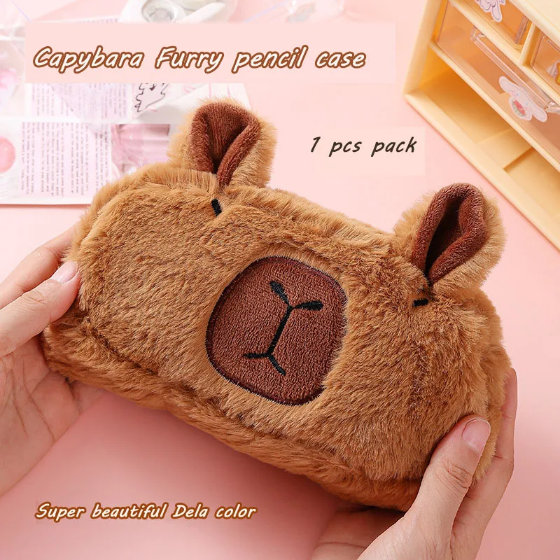 Bolsa de lápices Capybara de gran capacidad, bolsa de papelería Kawaii estética, estuche de bolígrafo para niños, bolsa de almacenamiento de suministros escolares para estudiantes, 1 Uds.