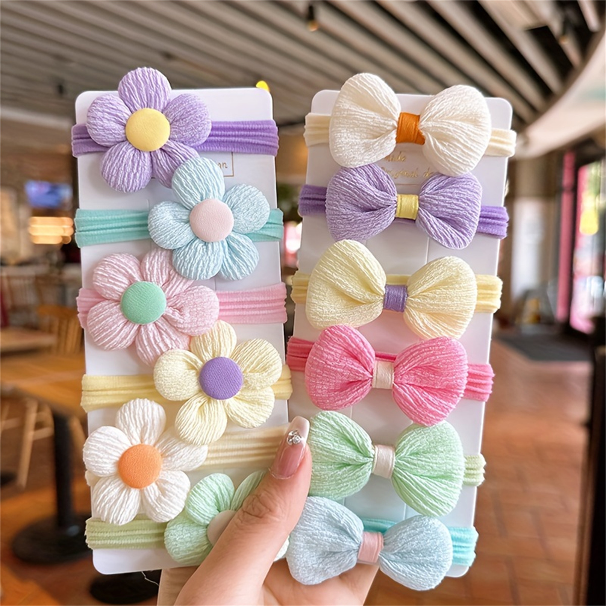 6/12PCS ใหม่ตัดผมเจ้าหญิงดอกไม้หวานโบว์ผู้หญิงผมวงยืดหยุ่นผมอุปกรณ์เสริม Headwear