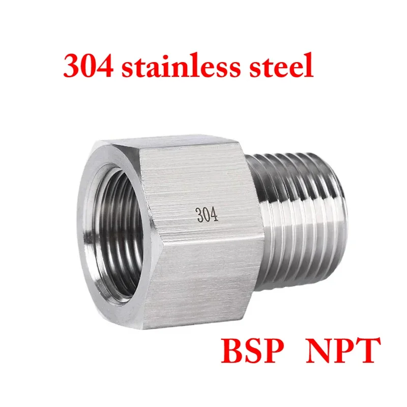 1/8 "1/4" 3/8 "1/2" BSP NPT hembra a macho casquillo reductor hexagonal 304 adaptador de acero inoxidable montaje de alta presión para manómetro