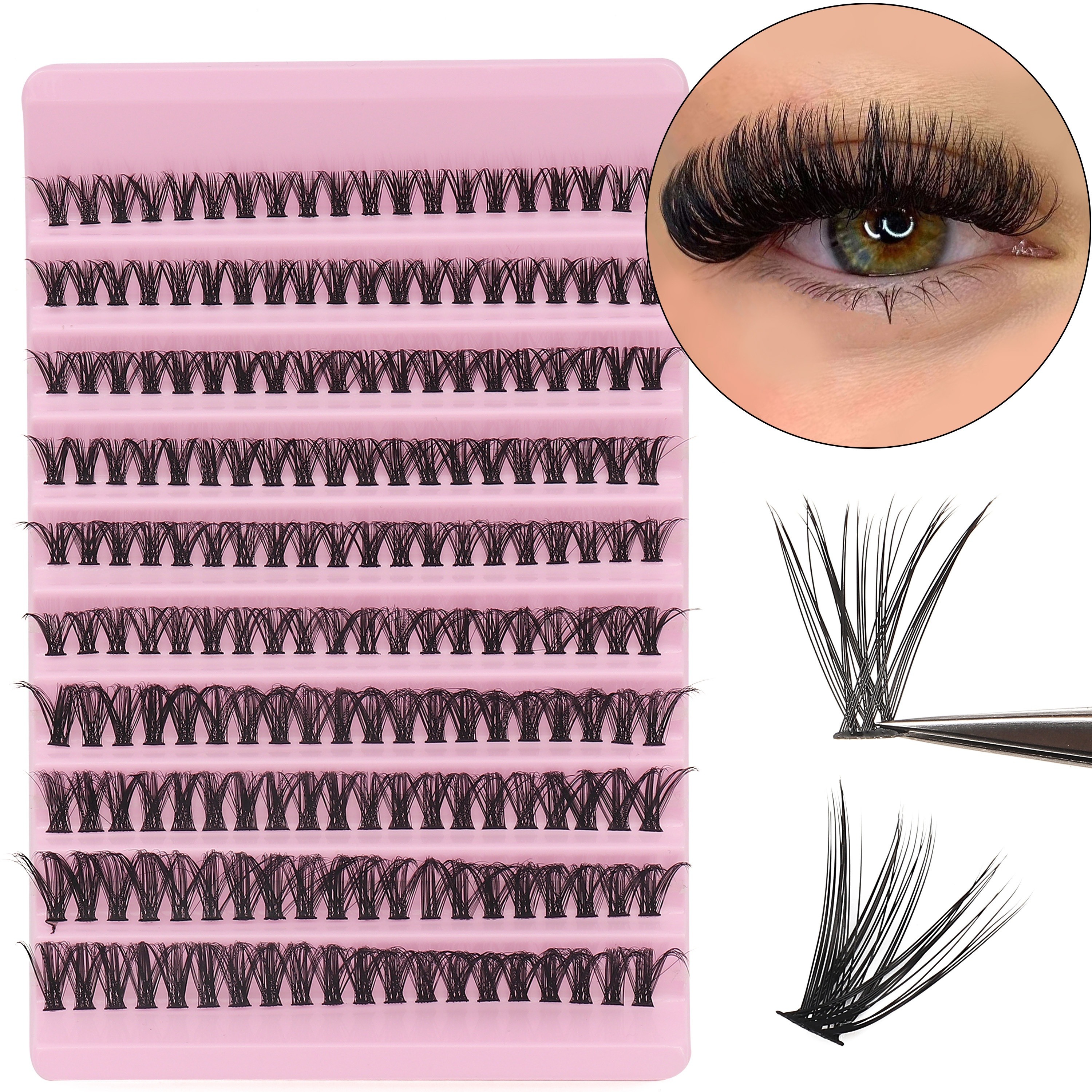 40D Volume Eyelash Extensions DIY Kit, 0.05mm Thickness, Mixed Length 8-16mm, D Curl Natural & Bold Anime Look,