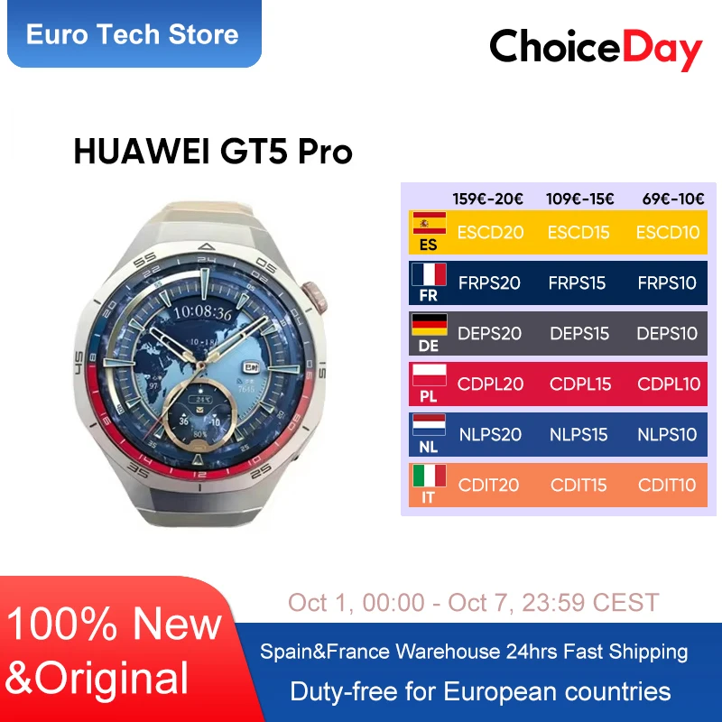 HUAWEI GT5 Pro Uhr  Smartwatch 1,53'' HD Bildschirm 315mAh Batterie 24H Gesundheit Monitor BT 5,3 Bluetooth Anruf IP67 GPS für Android iOS