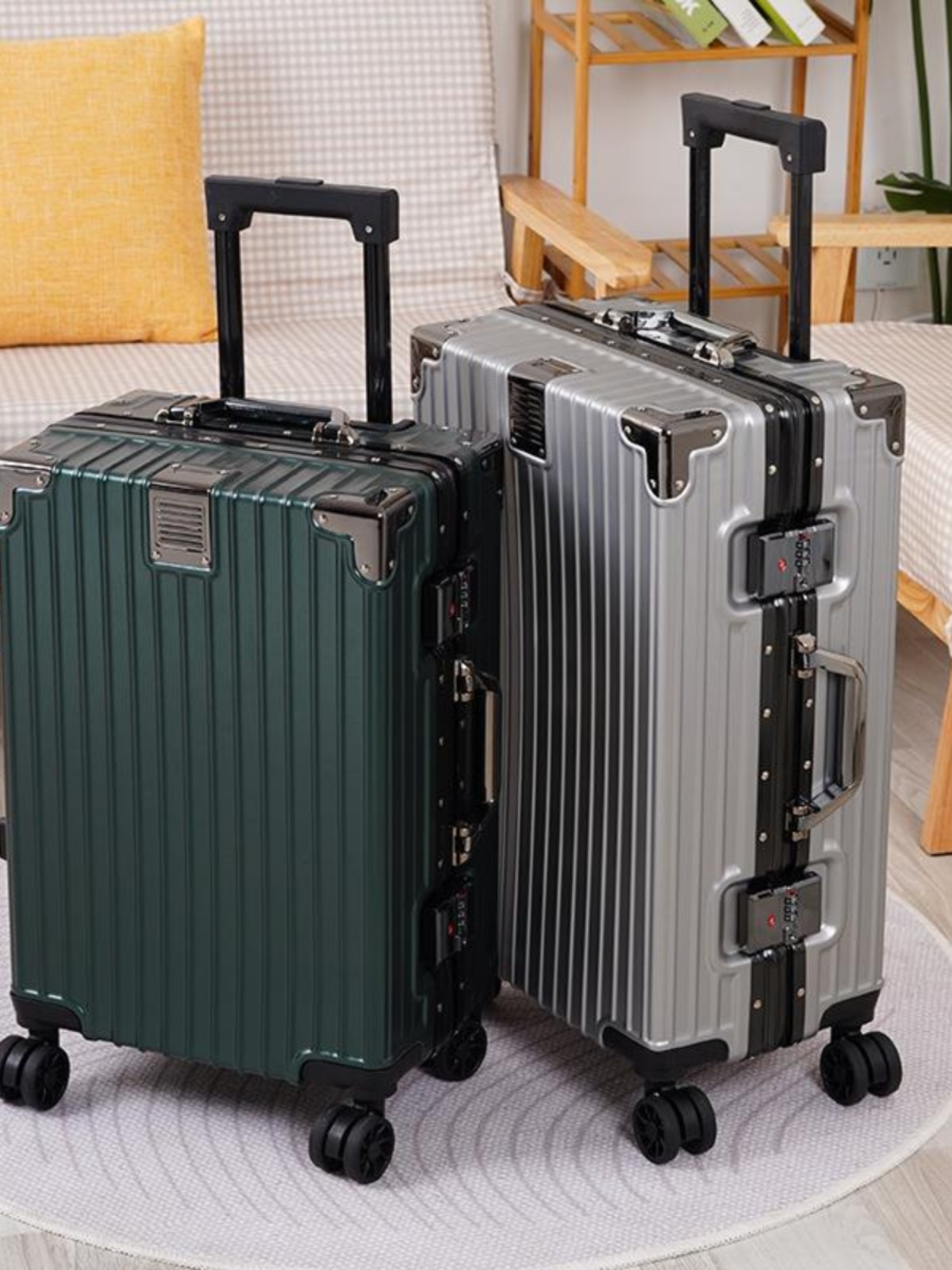 大容量アルミフレーム荷物バッグ旅行スーツケースパスワードロックとユニバーサルホイール男性と女性のための 20 インチ