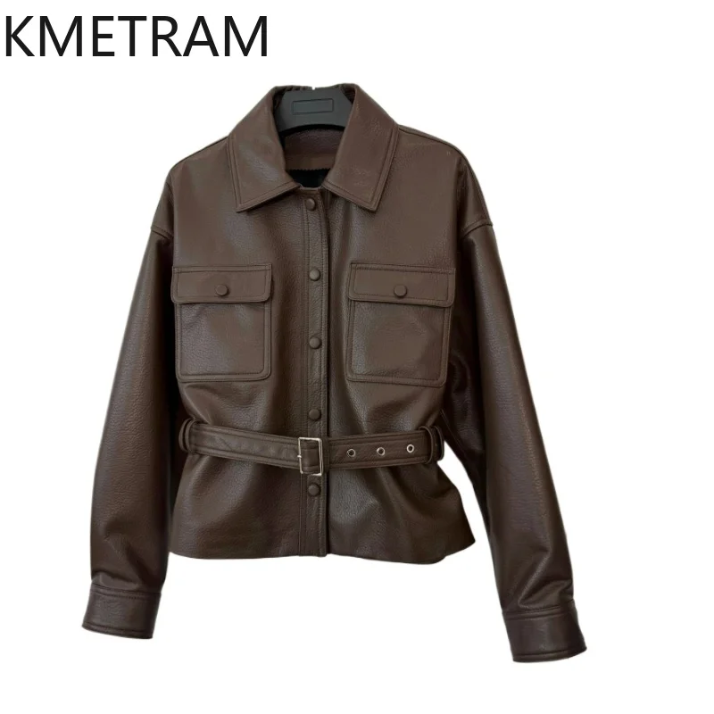 100% Toplaag Schapenvacht Jas Vrouw Slanke Lederen Jassen Hoge Kwaliteit Outerwears Herfst Kleding 2025 Vrouwen Majaбка