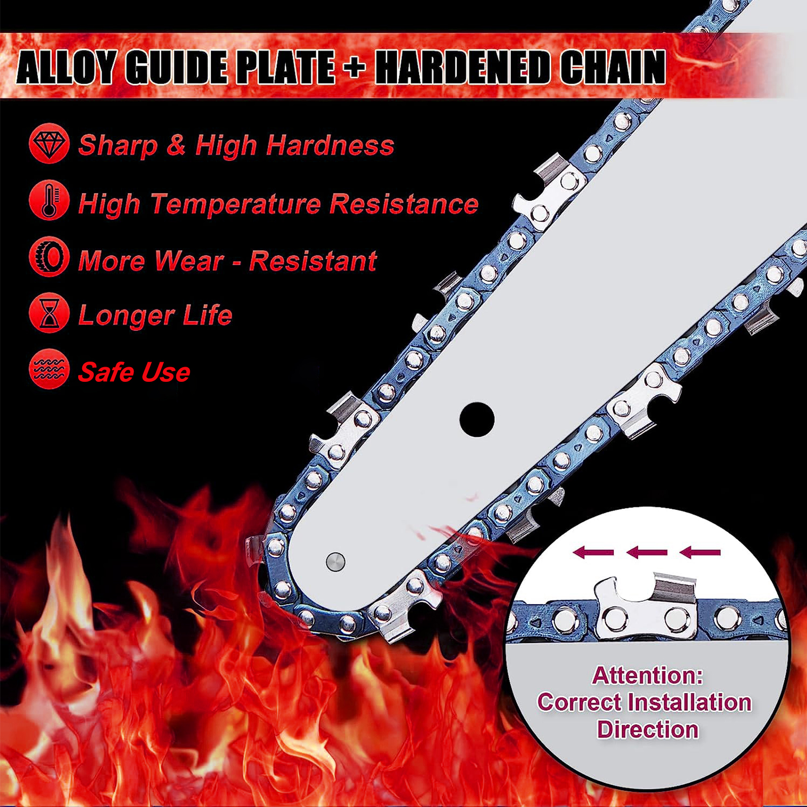 OUTIGO Tronçonneuse à batterie, Tronçonneuse 8 pouces,  2*3000mah, MINI Tronçonneuse sans fil, 4 chaînes+3 guides de chaîne