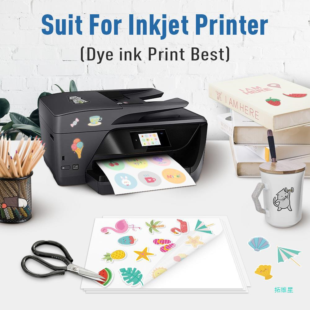 10 Stück 100 % transparentes A4-Papierbögen, selbstklebendes, bedruckbares Etikettenaufkleberpapier für Tintenstrahldrucker, transparentes Vinyl-Etikettenkopierpapier