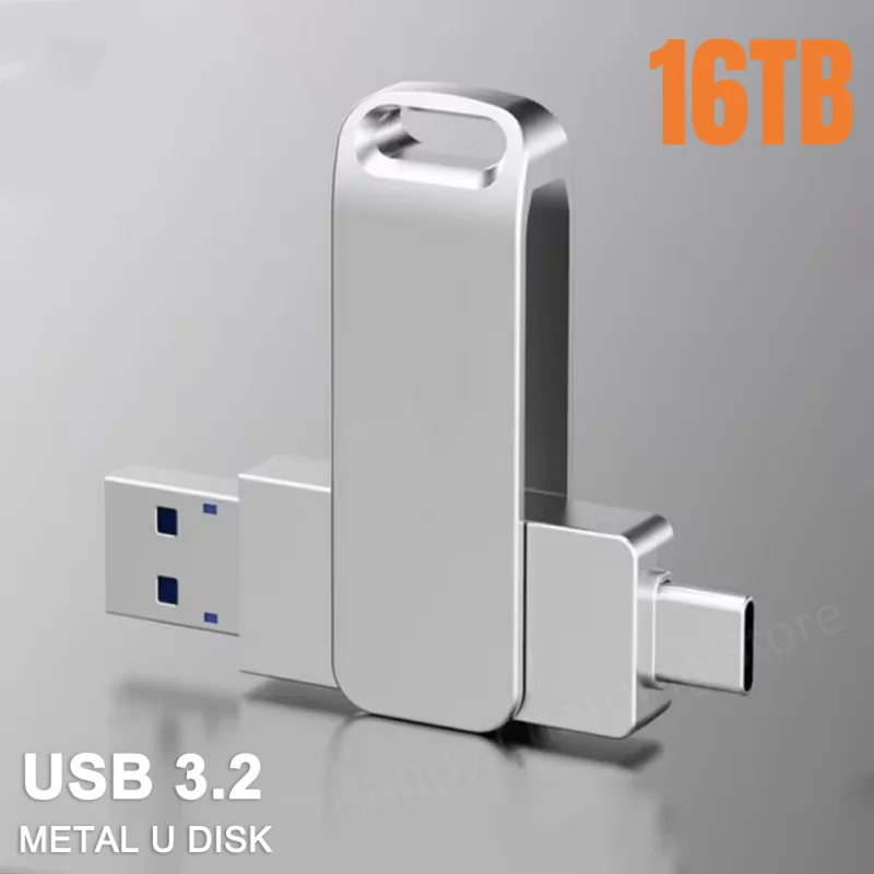 Unidad Flash de 16TB USB 3,2, transferencia USB de alta velocidad tipo c 2 en 1 8TB 16TB OTG Pendrive disco Flash impermeable para computadora