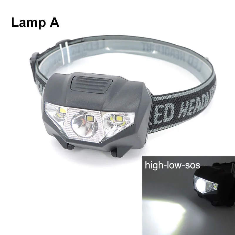 powerful small 3-Led Headlamp Headlight Head Torch Light AA AAA red white bright Frontal samll flashlight Lampe hiking Camping