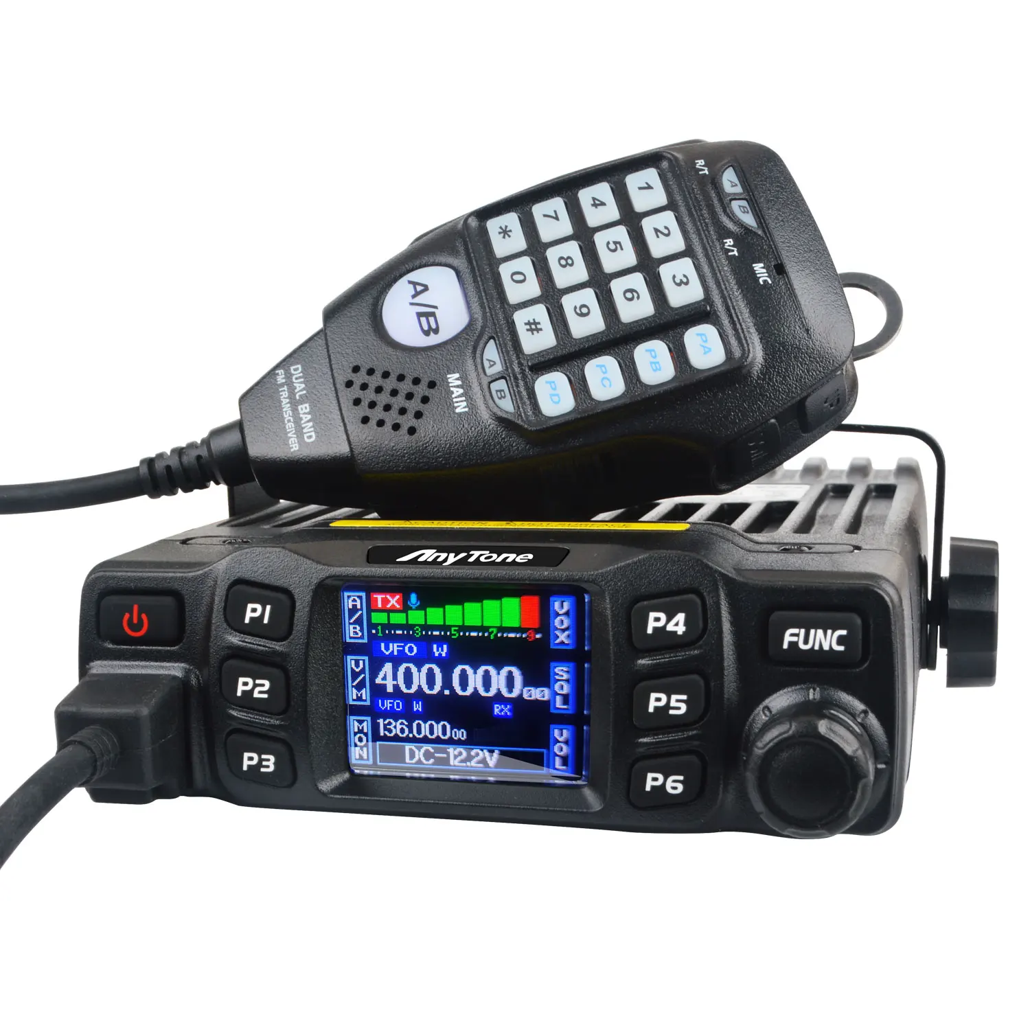 AnyTone Walkie Talkie GMRS AT-778UV AT-778UVII 136-174 & 400-490MHz 25W Dual Band VOX Analog Mobile Radio  Color Display