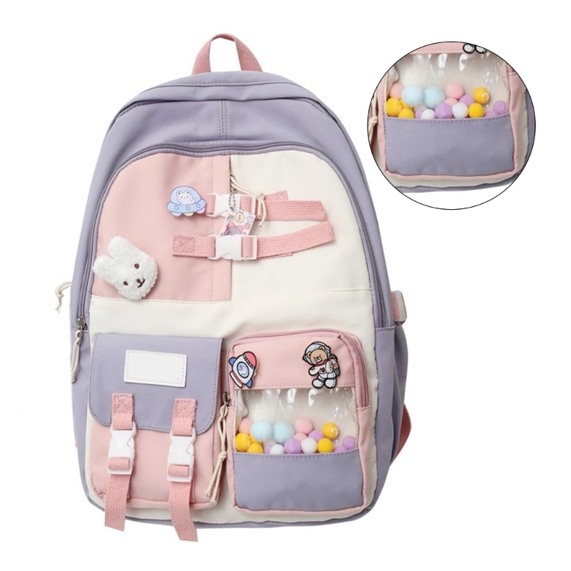 Unisex Fashion Harajuku Rucksack for Student High School Book Bag Korean Colorful Nylon Backpack Large Capacity Daypack