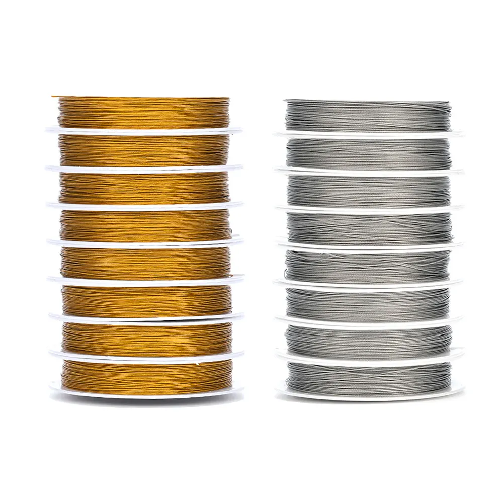 Alambre de acero inoxidable de 0,3-1mm, cuerda para abalorios, hilo de pesca para DIY, collar, pulseras, accesorios para hacer joyas