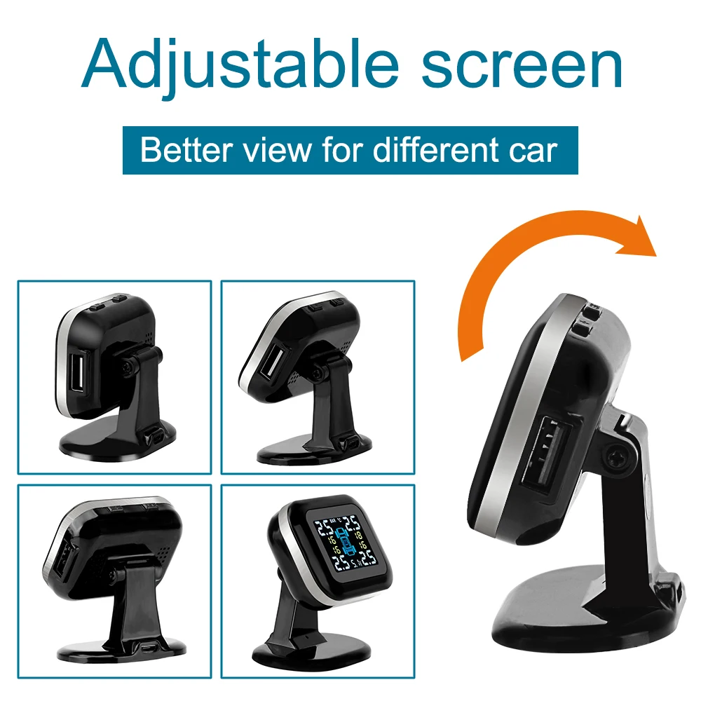 自動セキュリティ警報システム 4 個の外部センサーワイヤレスミニカータイヤ空気圧監視システム USB TPMS