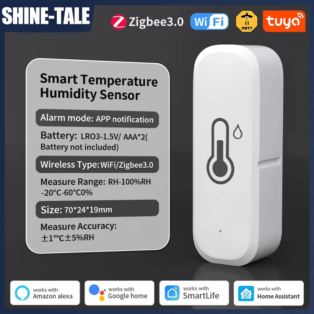 WIFI/Zigbee Smart Home Automation Smart Temperatur Feuchtigkeit Sensor Echtzeit App Alarm Fernbedienung Alexa Google Assistent