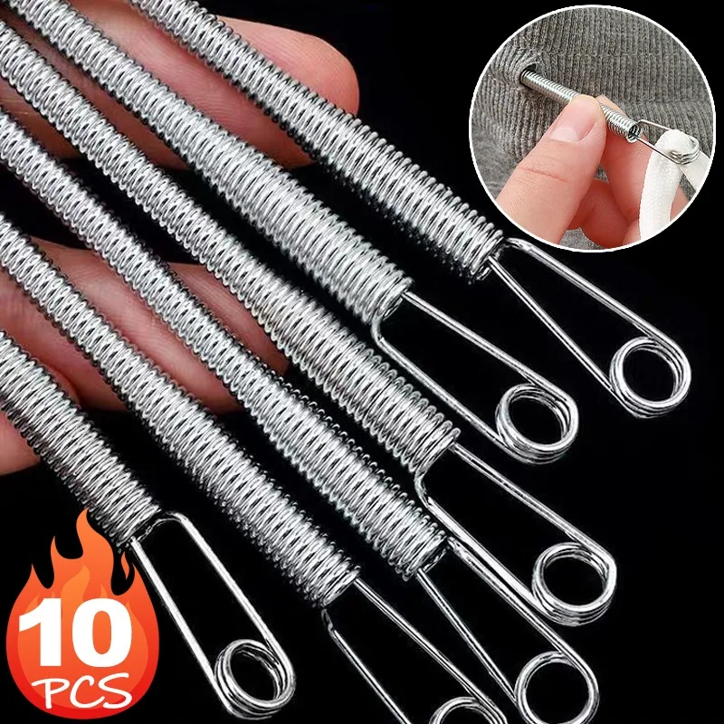 Herramienta de enhebrado de cuerda, enhebrador de cordón de resorte flexible, Clip de hilo con cordón, accesorios de costura DIY multifuncionales, 1/10 Uds.